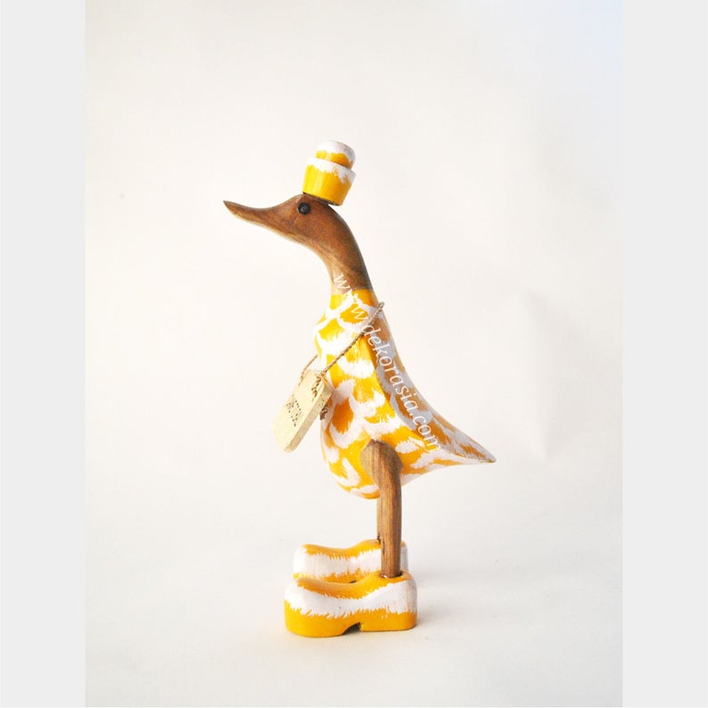 Leather Style Yellow bamboo duck, duck decoration, bamboo craft, bali bamboo duck, duck handmade | Free Shipping